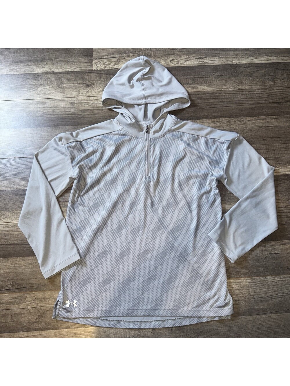 Under Armour Long Sleeve Shirt Womens Small Gray 1/4 Zip Hoodie Loose